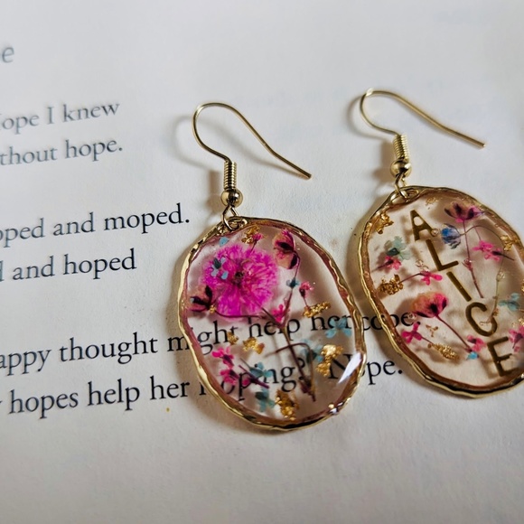 Personalized earrings with real flowers - Picture 4 of 5